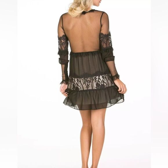 For Love and Lemons Alexa Mini Black Dress Sheer Lace Size XS - Picture 6 of 11